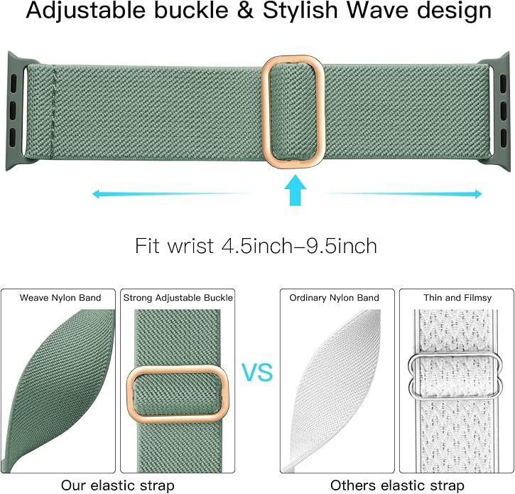 Lerobo Braided Band Compatible with Apple Watch Series 11 10 9 8 7 46mm 45mm 41mm Ultra SE 3 2 1 49mm Series 6 5 4 3 44mm 40mm 38mm 42mm Men iWatch Bands Women Stretchy Nylon Solo Loop Sport Strap