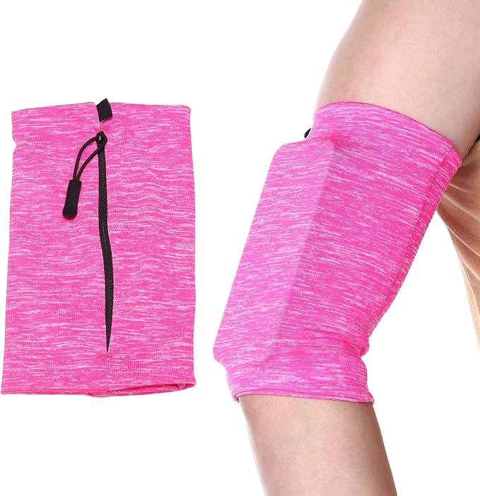 Running Armband Sleeve, Running Armband Phone Holder Elastic Universal Lightweight Cell Phone Arm Band with Zipper L & Pink - Fit for (Hiking/Cycling/Exercise Workout)