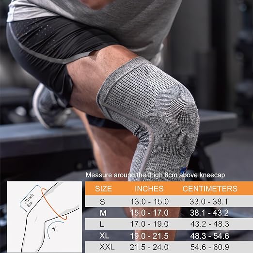 Comforband Premium Recovery Knee Compression Support – Germanium & Bamboo Charcoal Infused Knee Brace for Improved Circulation, Joint Stability, and Pain Relief (Large)