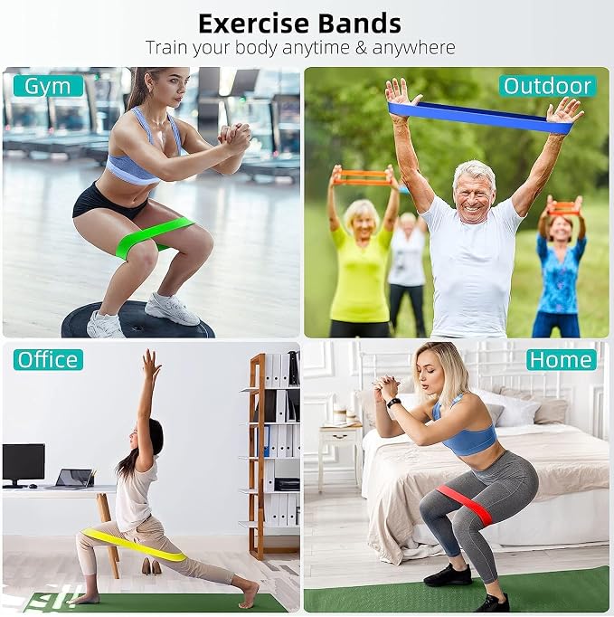 Resistance Bands for Working Out, 5-Pack Elastic Exercise Bands for Strength Training, Stretching, Workout; Home Gym Equipment for Women Men, Pilates Yoga Physical Therapy, Leg Glute Arm Exercise Kit