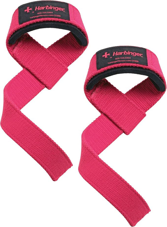 Harbinger Padded Cotton Lifting Straps with NeoTek Cushioned Wrist, 21.5 Inch Length, 1.5 Inch Width, Pair, Weightlifting Wrist Straps for Deadlifts and Strength Training