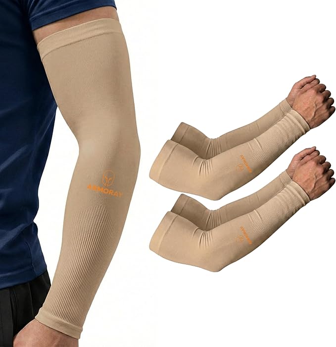 ARMORAY Arm Sleeves for Men and Women - UV Sun Protection Cooling Compression - Tattoo Cover Up Sleeve for Daily Wear & Work