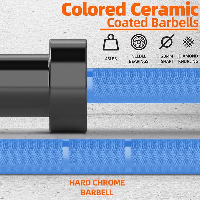 Fitvids Olympic Cerakote Barbell for Home & Commercial Gyms, 190K PSI Tensile Strength Rated for up to 1500LB Capacity