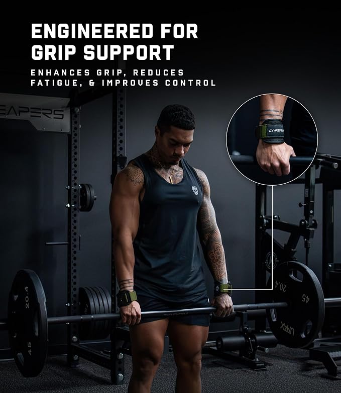 Gymreapers GripLink Lifting Straps – Heavy Duty D-Ring Weight Lifting Wrist Straps with Anti-Slip Silicone Grip Beads, Adjustable Support for Deadlifts, Powerlifting, Cable Machines & Gym Training
