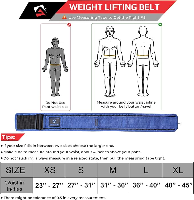 AQF Self-Locking Weight Lifting Belt, 4" Nylon Gym Support Belt
