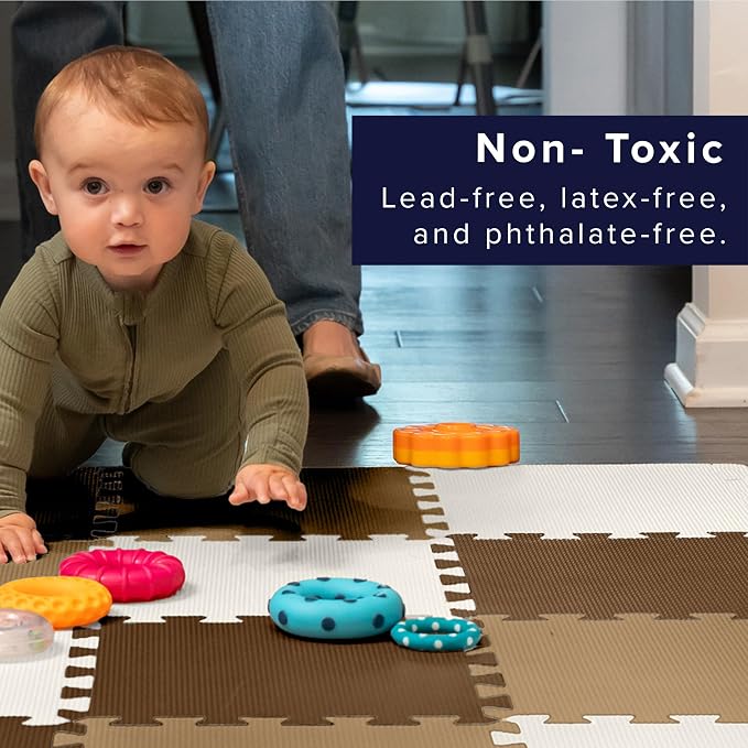 We Sell Mats 3/8" Thick Multipurpose EVA Foam Exercise Floor Mat, 12"x12" Interlocking Kid-Friendly Tiles, Anti-Fatigue for Home, Gym, Playpens, Classrooms