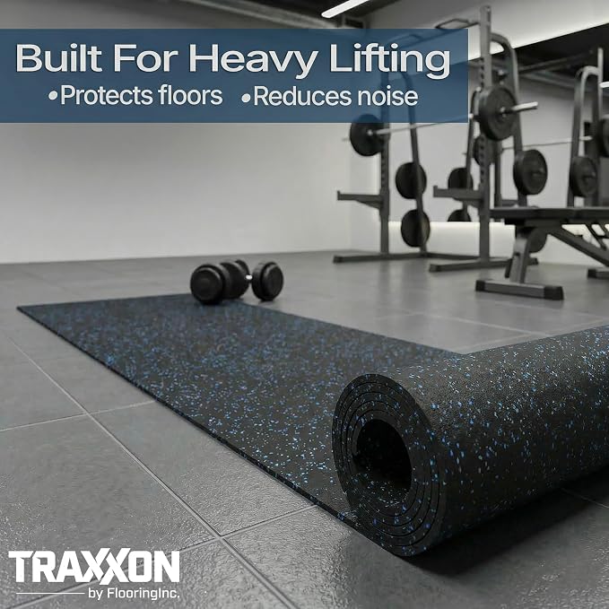 Flooring Inc's 1/4" Thick Tough Rubber Flooring Roll | Flexible Recycled Rubber Floor Mats for Home Gym | Heavy Duty Rubber Mat for Home Gyms, Sheds, Horse Stall Mat or Trailer