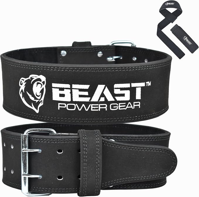 Beast Power Gear Weight Lifting Belts - Free Strap 4” Wide 10mm Thick for Weightlifting Bodybuilding Powerlifting Belt Superior Back Support Gym Belts for Men Women
