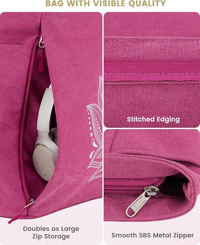 Gonex Yoga Mat Bag with Zipper Mat Carrier Canvas Gym Tote | Durable Canvas, Zipper Closures Prevent Slipping, Quick Access, Bottle Holder, Fits Yoga Blocks, Gym & Travel Use