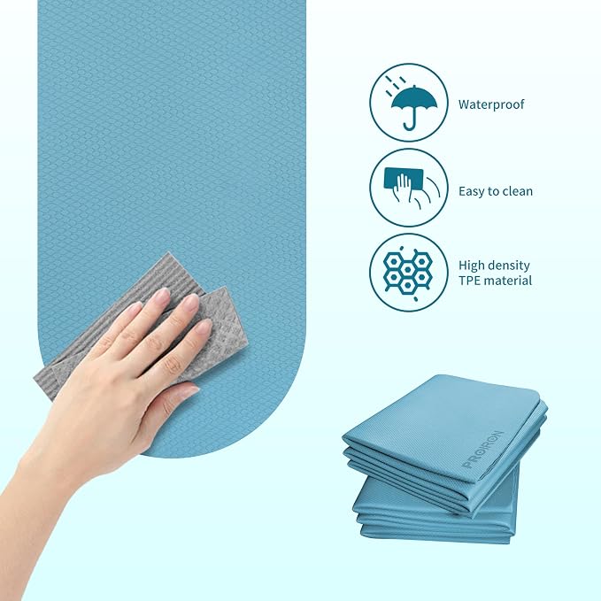 PROIRON Foldable Yoga Mat 0.24"/0.16" for Home Workout & Travel, Non Slip Travel Yoga Mats with Carry Bag, Packable Yoga Mat for Home Gym, Pilates, Fitness,Stretching