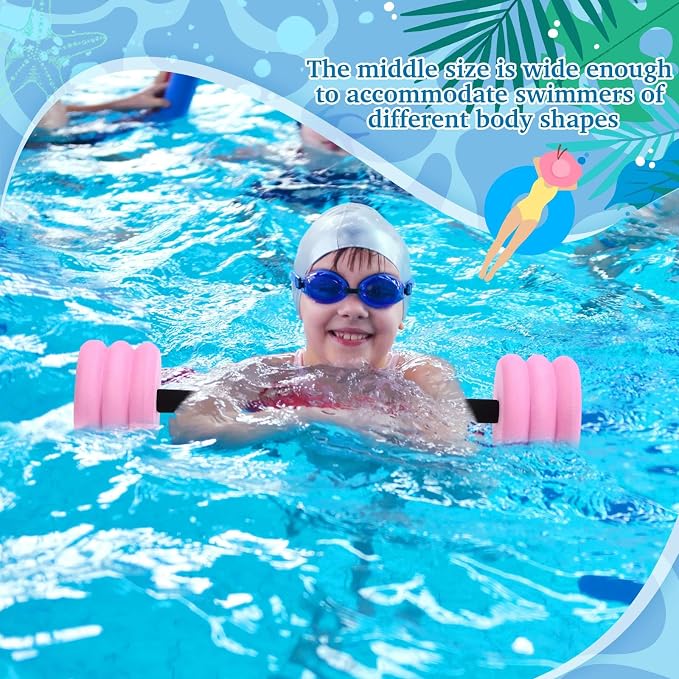 Soulchen Long Aquatic Exercise Dumbbells Pool Exercise Foam Water Weights Dumbbell Aquatic Pool Barbells with High Density EVA Foam for Swim Water Aerobics Workouts Loss