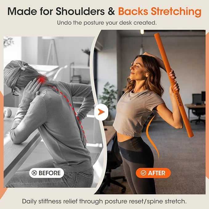 Yoga Stick, Upgraded 5ft Sturdy Steel Mobility Stick, Adjustable Exercise Equipment for Stretching, Flexibility & Balance, Physical Therapy & Posture Correction, Shoulder & Back Relaxation