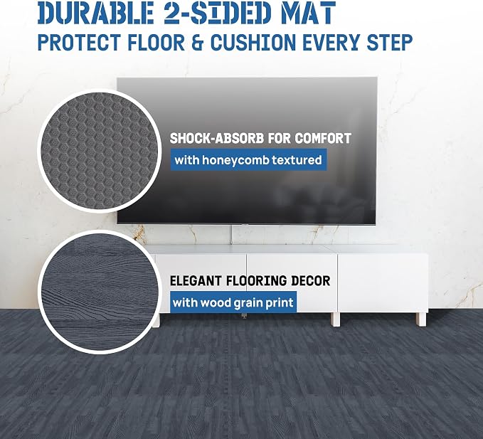 Yes4All EVA Interlocking Mats, Puzzle Floor Tiles, Foam Floor Padding with Border for Furniture, Home Space, Living Room, Garage