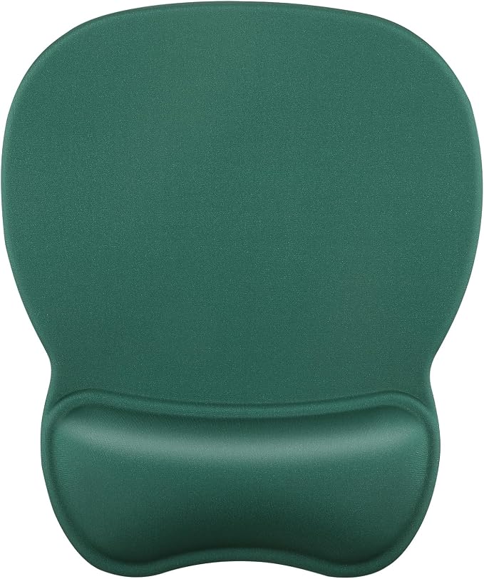 MROCO Ergonomic Mouse Pad with Gel Wrist Rest, 9.4 x 8.1 in, Forest Green | Ergonomic Shape Design, Multiple Pattern Options, Gel Wrist Comfort, Smooth Lycra Surface, Non-Slip PU Base