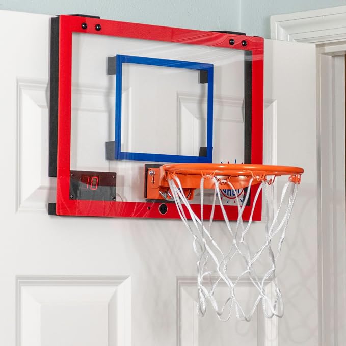 Pop-A-Shot Super Slam | Over the Door Mini Basketball Hoop Built for Dunks | Indoor Over-the-Door Mini Hoop with Electronic Scoreboard, Built for Dunks in Bedrooms & Game Rooms with a Spring-loaded Rim