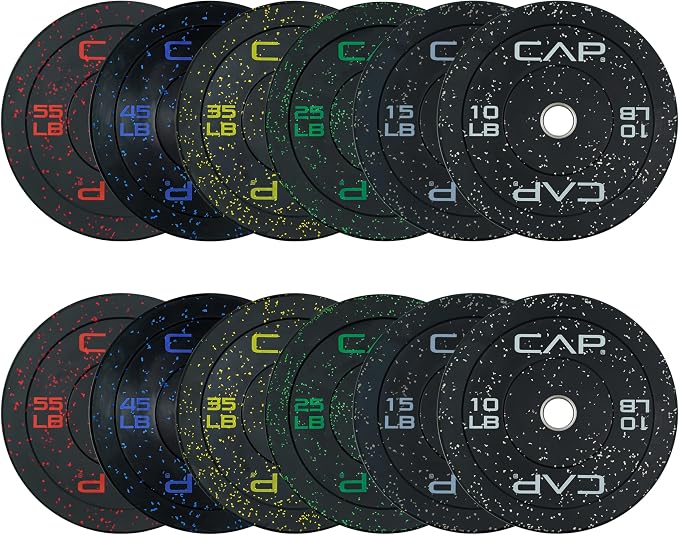 CAP 2-inch Olympic Bumper Plate Weight Set | 100-370 lbs | Multiple Colors | Storage Rack Optional