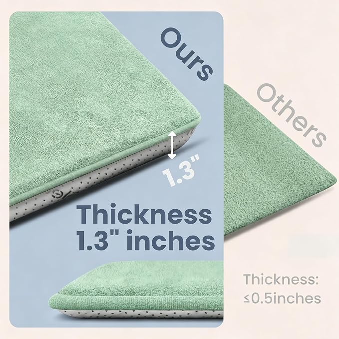 Huloo Sleep Baby Play Mat for Floor,1.3" Thick Memory Foam Tummy Time Mat,Soft Coral Velvet Nursery Rug,Extra Large Non Slip Crawling Mats for Living Room(Sage Green)