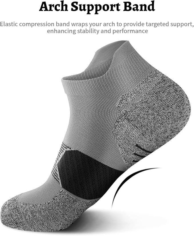 Ankle Compression Socks for Women 6 Pairs Running Socks with Arch Support | Athletic Womens Ankle Socks for Running, Gym, Workouts, Long-Distance Walking, Travel, Daily Use, Relieve Plantar Fasciitis