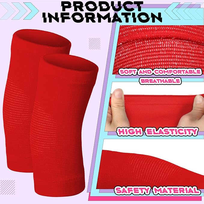 Lenwen 4 Pairs Kids Elbow Brace Compression Arm Elbow Sleeve Knit Guard Gym Protectors for Boys Teen Children Girls Basketball Volleyball Tennis Cycling(5-10 Years,Light Pink, Red, White, Purple)