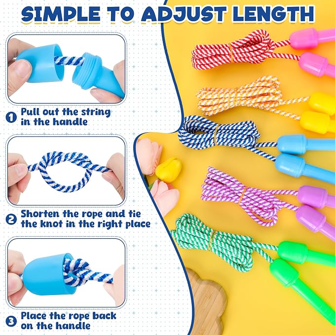10 Pack Kids Jump Rope, Adjustable Nylon Skipping Ropes for Fitness | 7.87 Ft, 5.51 In Handles, Lightweight Jump Rope, Gradient Skipping Rope, Indoor Outdoor Games, School Active Play