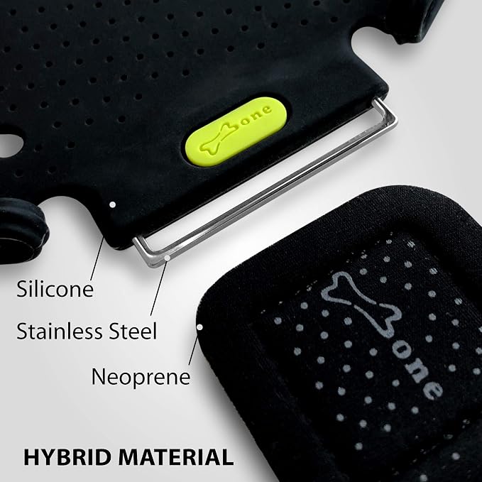 BONE Run Tie, Universal Running Phone Armband for 4"-6.7" Smartphones | Sweat Wicking, Skin-Friendly & Washable Silicone Strap, Workout Phone Arm Holder for Running (Black - XL Arm Size 15.7-21.4")