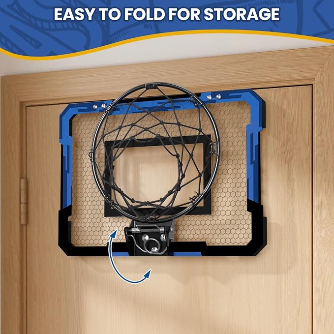 QDRAGON Mini Basketball Hoop | Over The Door Indoor, with 3 Balls/Inflator/Breakaway Rim, Basketball Toy Gifts for Kids and Adults, Suit for Bedroom/Office
