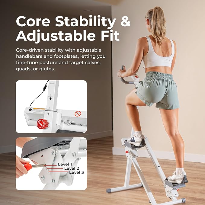 Sunny Health & Fitness Stair Stepper for Home | SunnyFit App Connection, Long Stride Length, Home Gym Exercise, Compact Foldable, Leg and Glute Training