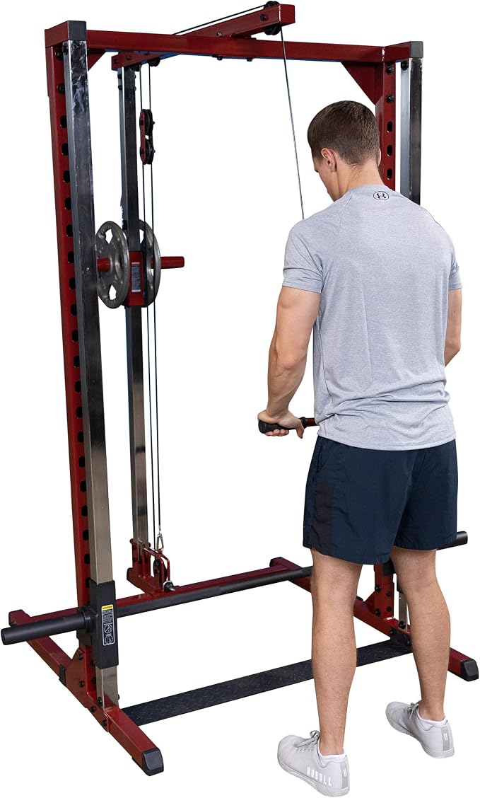 Body-Solid (BFLA250) Power Rack LAT Attachment - Transform Your Power Cage (BFSM250) into a Home Gym with High and Low Pulley System for LAT Pulldowns, Rows, Biceps Curls, Shrugs