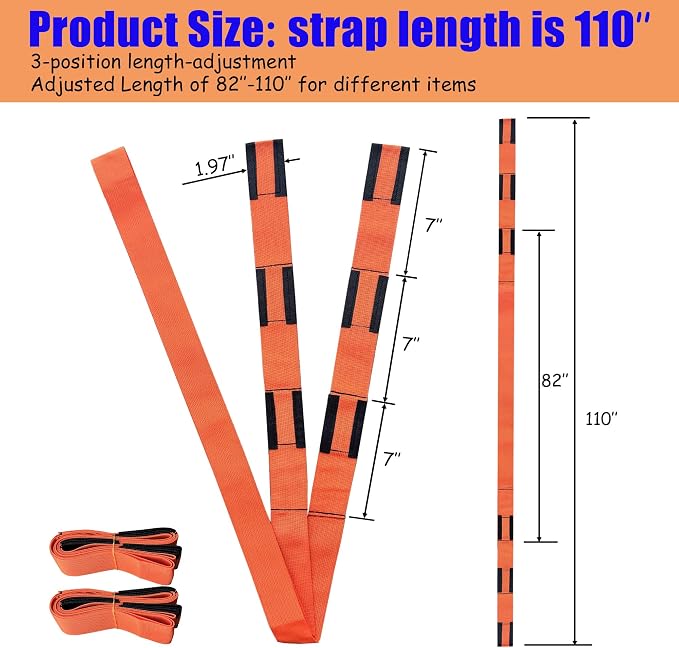 2-Pack Heavy Duty Furniture Moving Straps, 660LBS Adjustable PP Lifting Bands, Ergonomic Portable Carrying Belts for Furniture, Appliances, Heavy Boxes, Home Garage Office Moving