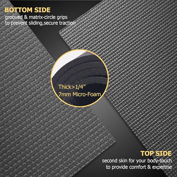 GXMMAT Large Yoga Mat 12'x6'/10'x6'/6'x8'(7mm), Extra Thick Workout Mats for Home Gym Flooring, Ultra Comfortable Non-Slip Quick Resilient Barefoot Wide Exercise Mat for Pilates, Stretching,Meditation