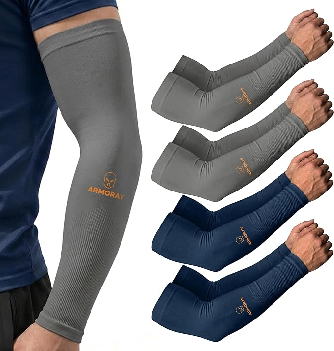 ARMORAY Arm Sleeves for Men and Women - UV Sun Protection Cooling Compression - Tattoo Cover Up Sleeve for Daily Wear & Work