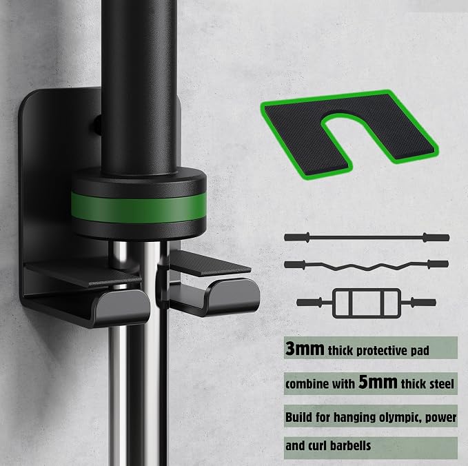 Barbell Rack Barbell Holder Wall Mount Barbell Storage Holder Olympic Bar Hanger for Home, Commercial, Garage Gym