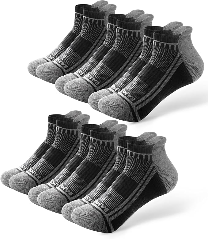 BAMBOO COOL Men's Ankle Socks Moisture Wicking Breathable Odor Control Athletic Cushioned Running Socks Arch Support 8 Pack