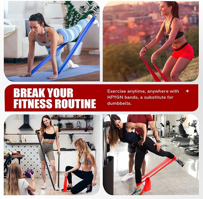 HPYGN 3 Levels Non-Latex Exercise Bands for Physical Therapy & Yoga, Professional Resistance Bands Set for Working Out, Strength Training, Pilates & Rehab, TPE Elastic Stretch Bands for Seniors, Women