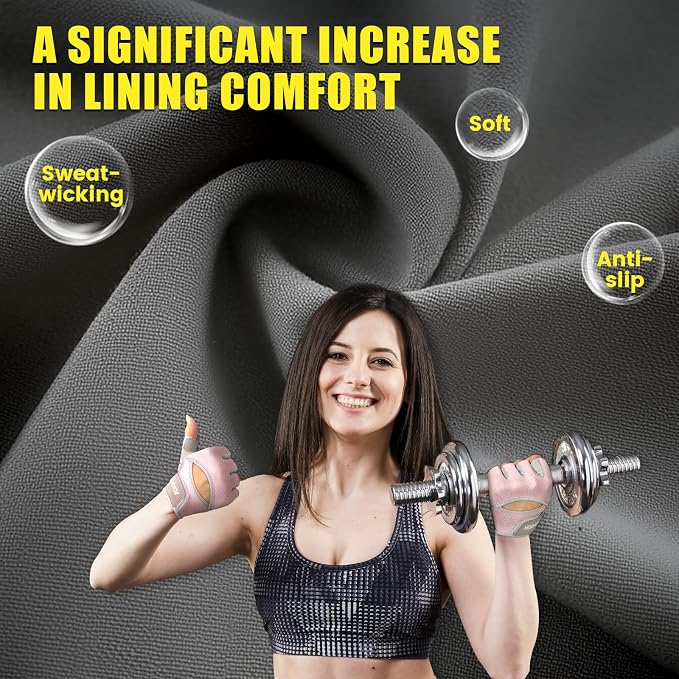 HOZMOZ Ventilated Weight Lifting Gloves, Thick Padded Workout Gym Gloves with Full Palm Protection & Grip & Shock Absorption for Women & Men's Fitness Exercise Training