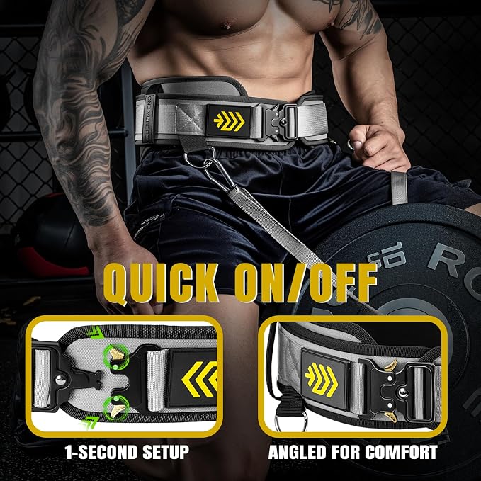 MANUEKLEAR 2-in-1 Weightlifting Belt & Dip Belt with 36.7 IN Rope, Double-Layer Weight Lifting Belts, Powerlifting Gym Weighted Belt for Pull Up Squat