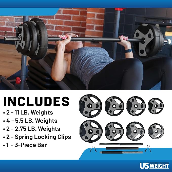 US Weight Weight Set for Home Gym - Barbell, Curl Bar or Multi-Use Options - Various Weight Options