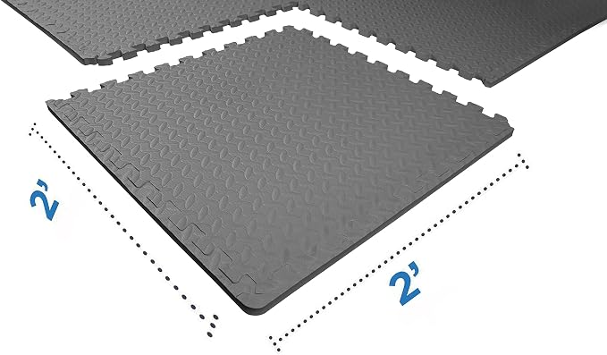 BalanceFrom Puzzle Exercise Mat 3/4" Thick, EVA Interlocking Foam Floor | Tiles for Home Gym, Mat for Home Workout Equipment, Floor Padding for Kids, Gray, 24 in x 24 in x 3/4 in, 24 Sq Ft - 6 Tiles
