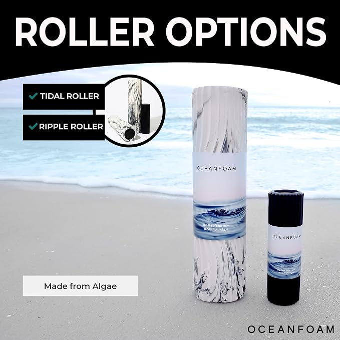 Oceanfoam Tidal Roller - Seafoam - Muscle Massage Foam Roller for Back Pain & Stretching - Firm and Ergonomic Wide Wave Textured - Yoga, Athletics, & Wellness - Full Size, 20" x 5"