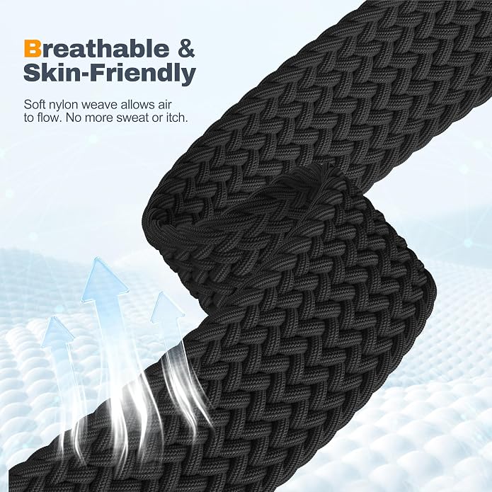 Laffav Braided Stretchy Band Compatible with Apple Watch Bands 42mm 40mm 41mm 38mm 44mm 45mm 46mm 49mm for Women Men, Magnetic Nylon Solo Loop Sport Strap for iWatch Series 11 10 9 8 7 6 5 4 SE Ultra