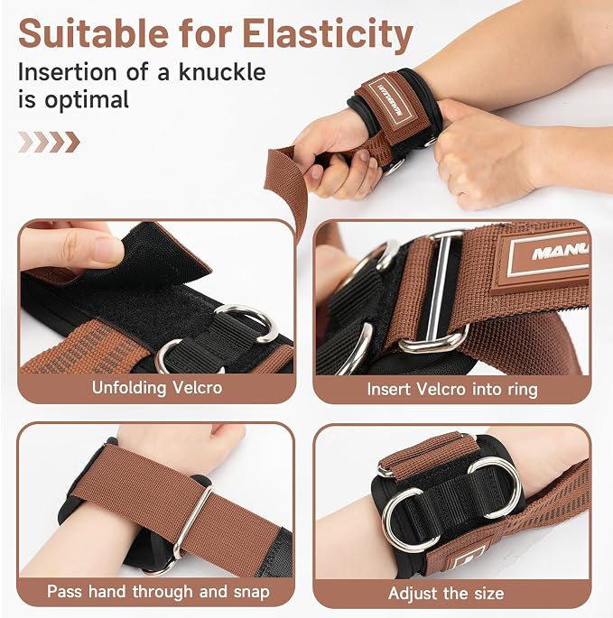 M MANUEKLEAR Wrist Straps for Weightlifting, Gym Lifting Straps with D Rings for Cable Machine,Weight Lifting Wrist Wraps for Men Women