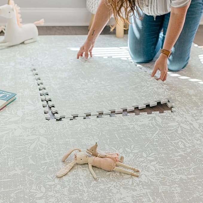 Little Landings Baby Play Mat for Floor - Eden (6x8ft) - Premium EVA Foam Play Mat for Babies & Toddlers (Ages 0-5+) - Non-Toxic Playmat for Tummy Time, Crawling & Playroom - Stylish & Comfortable