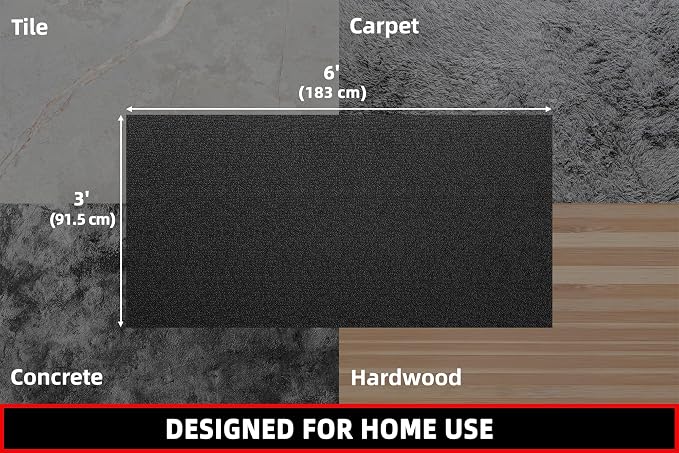 GymCope Treadmill Mat for Hardwood Floor Carpet 7'x3'/6'x3'/6'x2.5'/4'x2' | 6mm Thick Exercise Equipment Gym Mat, Compatible with Peloton Bike, Indoor Spin Bike, Elliptical