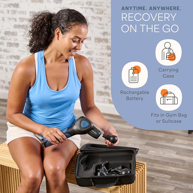 LifePro DynaFlex Percussion Massage Gun, Rotating Arm, 10 Heads, 16 Speeds | Self-Reach Upper Back & Shoulders, No Partner Needed Rotating Arm Locks 0°, 30°, 60° & 90°, 1,500–3,300 RPM, Deep Tissue Gun