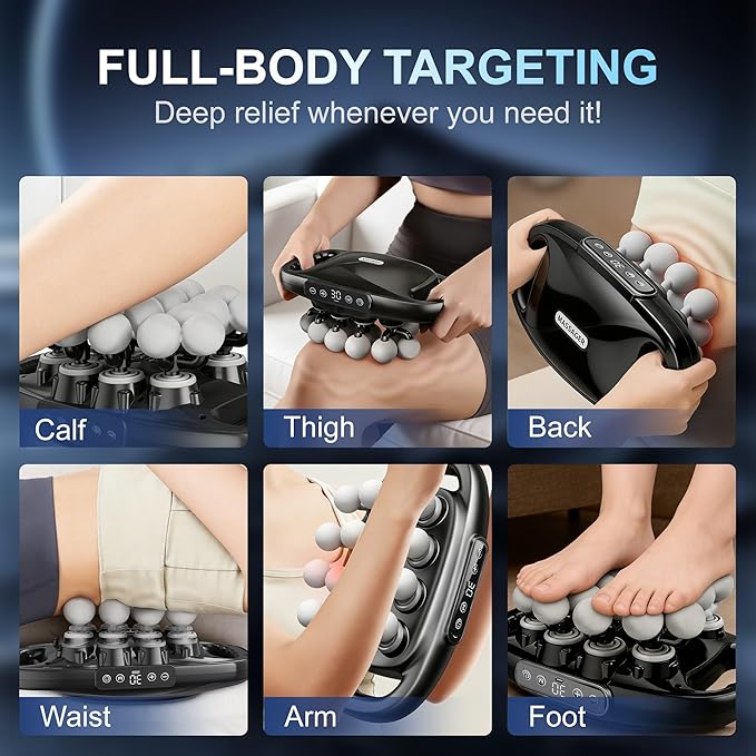 Massage Gun Deep Tissue, Body Massage with 9 Modes & 30 Intensities | Percussion Muscle Massager Gun for Back Neck Shoulder Legs Pain Relief, Gift for Athletes Men Women