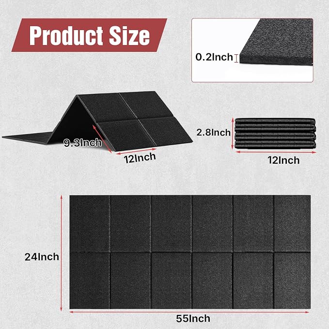 Treadmill Mat, Carpet Hardwood Floor Protect, Walking Pad, 55 × 24" | Foldable Non-slip Exercise Equipment Mat, Stationary Bike, Elliptical, Home Heavy Duty Gym Equipment, Rowing Machine
