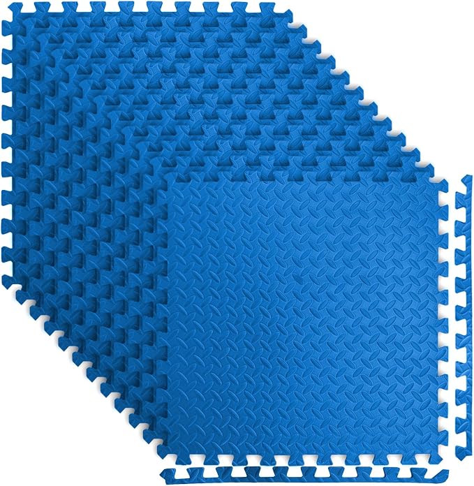 Art3d 48 Sq.Ft Eva Puzzle Exercise Mats, 1/2" Thick Foam Interlocking Tiles for Flooring, Workout, Gym Equipments, Pack of 12, Blue