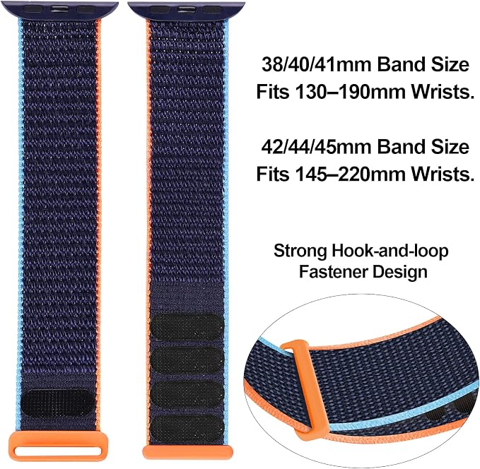 Sport Loop Band Compatible with Apple Watch Band 38mm 40mm 41mm 42mm 44mm 45mm iWatch Series 7 6 5 SE 4 3 2 1 Strap, Nylon Women Men Stretchy Elastic Braided Wristband, 38 40 41mm Navy Blue | Braided Nylon Band for Apple Watch 38mm 40mm, Adjustable Com...