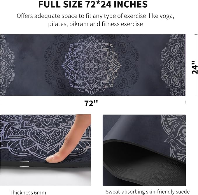 nuveti Yoga Mat Print Extra Thick TPE Non Slip Fitness Exercise Mat with Carrying Bag,72"x24" Extra Thick 6MM Exercise & Workout Mat for Yoga, Pilates Fitness and Floor Exercises