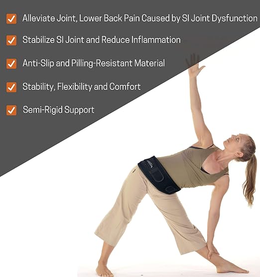 Vriksasana Posture Sacroiliac Hip Belt for Women and Men That Alleviates Sciatic, Pelvic, Lower Back, Leg and Sacral Nerve Pain Caused by Si Joint Dysfunction| Trochanter Brace EXTRA SMALL (Petite, Black)